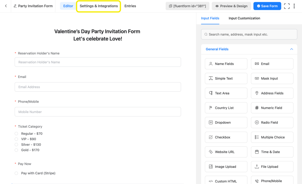 Settings & Integration